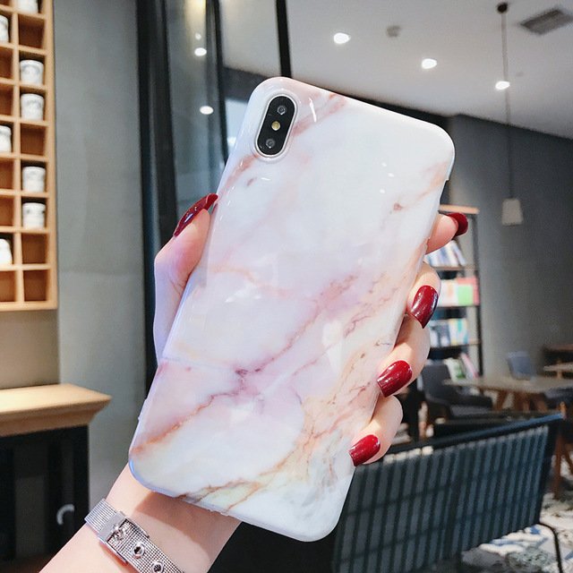 Lite Peach Marble iPhone Case