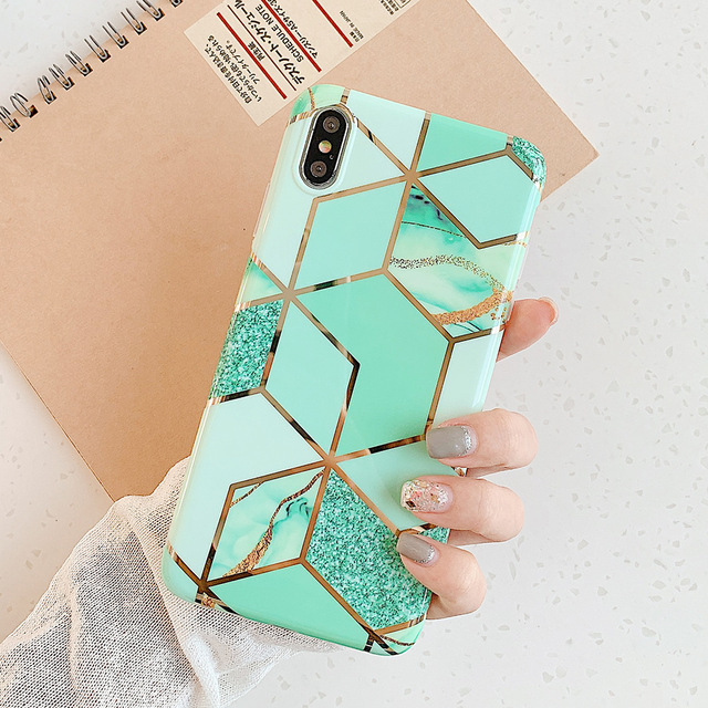 Green With Envy Geo Marble iPhone Case