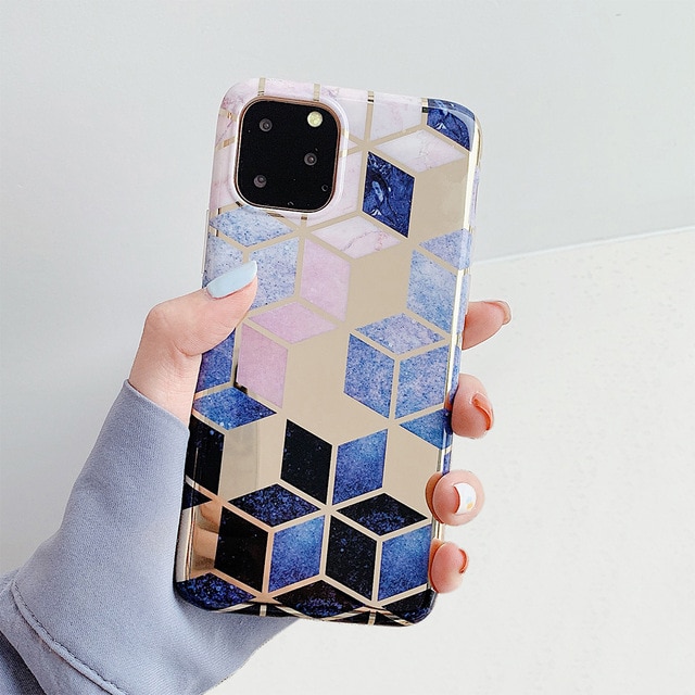 Blue Ice Geo Marble iPhone Case