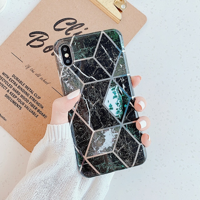 Cracked Midnight Geo Marble iPhone Case
